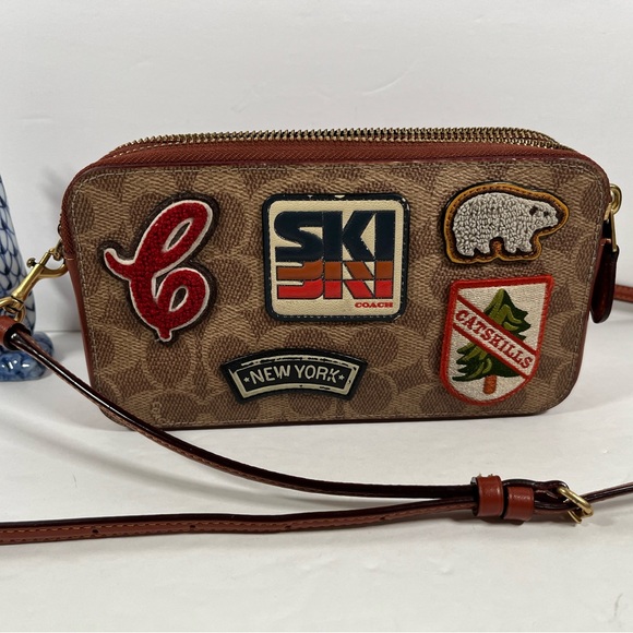 Coach Brown Crossbody Bag with Patches - Picture 1 of 9